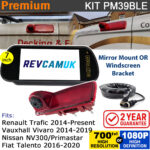 Vauxhall Vivaro (2014-2019) / Renault Trafic (2014-Present) Brake Light Reversing Camera kit with 7" Mirror Display - PM39BLE
