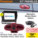 Vauxhall Vivaro / Renault Trafic (2001-2014) Brake Light Reversing Camera kit with 5" Monitor Display - PM59BLEB 