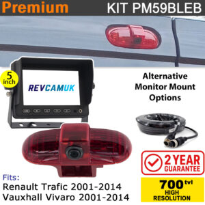 Vauxhall Vivaro / Renault Trafic (2001-2014) Brake Light Reversing Camera kit with 5" Monitor Display - PM59BLEB 