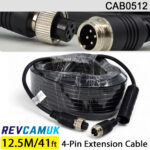 12.5M - 4 Pin Aviation Screw Connector Extension Cable for 1 reversing camera | CAB0512
