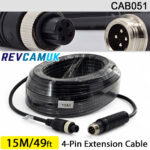 15M - 4 Pin Aviation Screw Connector Extension Cable for 1 reversing camera | CAB051