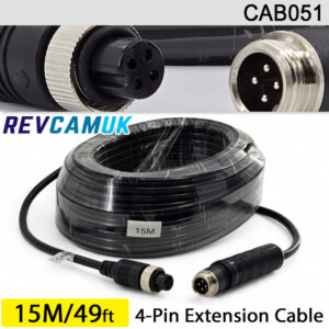 15M - 4 Pin Aviation Screw Connector Extension Cable for 1 reversing camera | CAB051