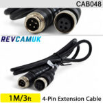 1M - 4 Pin Aviation Screw Connector Extension Cable for 1 reversing camera | CAB048
