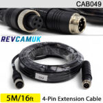5M - 4 Pin Aviation Screw Connector Extension Cable for 1 reversing camera | CAB049