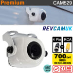 Small White Bracket Motorhome Reversing Camera - 700TVL CMOS - 4-Pin & RCA