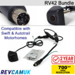 RV42 Compatible Replacement Reversing Bolt Camera Bundle with 6-Pin PS/2 Adaptor for Swift and Autotrail Motorhomes | RV42-Bundle