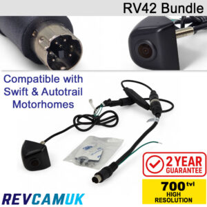 RV42 Compatible Replacement Reversing Bolt Camera Bundle with 6-Pin PS/2 Adaptor for Swift and Autotrail Motorhomes | RV42-Bundle