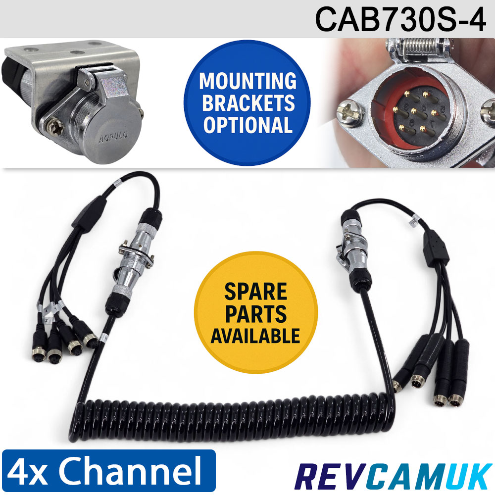 4 Channel Suzie Trailer Link for reverse/side cameras - 0.3M + Coil + 0.3M | CAB730S-4