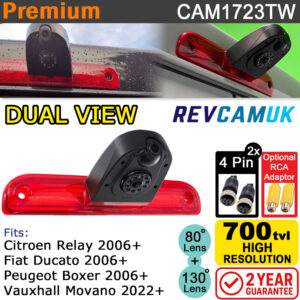 Fiat Ducato, Citroen Relay, Peugeot Boxer, Vauxhall Movano Twin Reversing Camera / Rear View Camera for brake light | CAM1723TW