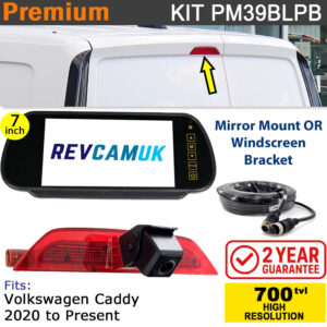 2022+ VW Volkswagen Caddy Reversing Camera Brake Light kit with 7" Mirror Monitor - PM39BLPB