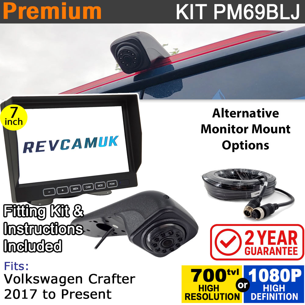 VW Volkswagen Crafter (2017+) Brake Light Reversing Camera kit with 7" Monitor Display - PM69BLJ