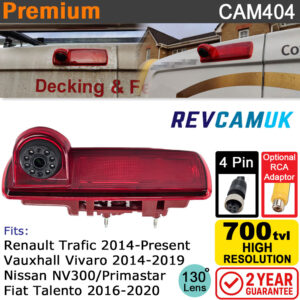 Vauxhall Vivaro 2014-2019 / Renault Trafic 2014-Present Brake Light Reversing Camera | CAM404