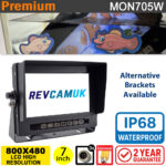7" waterproof/heavy dustproof monitor display for reversing cameras (ideal for agricultural use) IP66 | MON705W