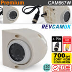 Side / Blind-Spot / Cyclist Reversing Camera - Sony CCD - White - 4-Pin