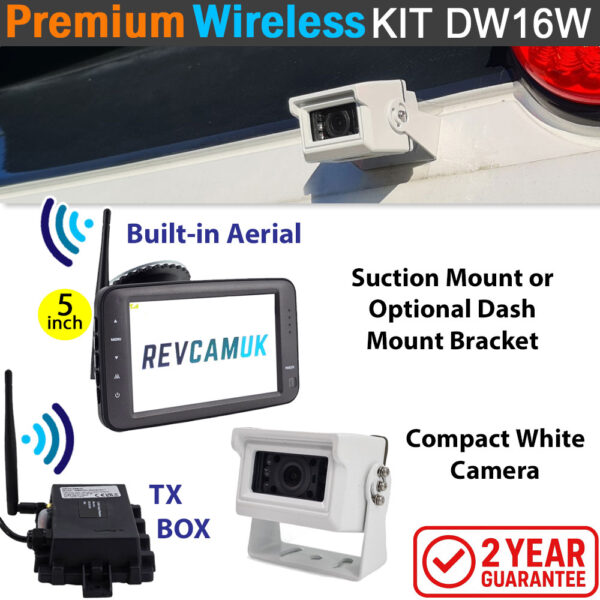 Sony CCD White Bracket Wireless Reverse Camera Kit with 5" monitor | DW16W