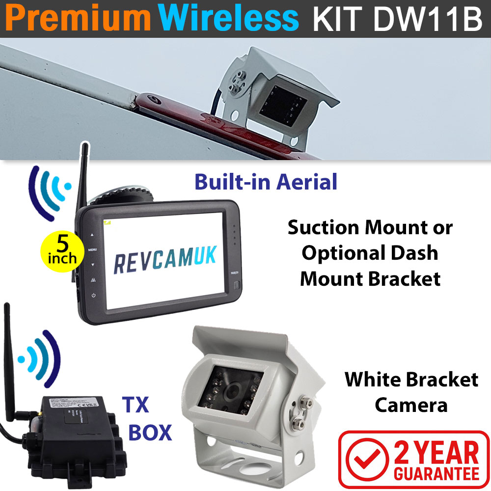 Sony CCD White Bracket Wireless Reverse / Rear View Camera with 5" monitor | DW11W