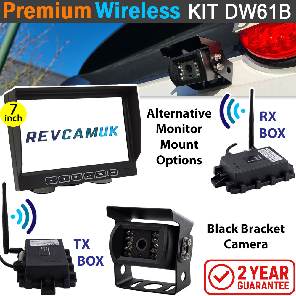 Sony CCD Black Bracket Wireless Reverse / Rear View Camera with 7" monitor | DW61