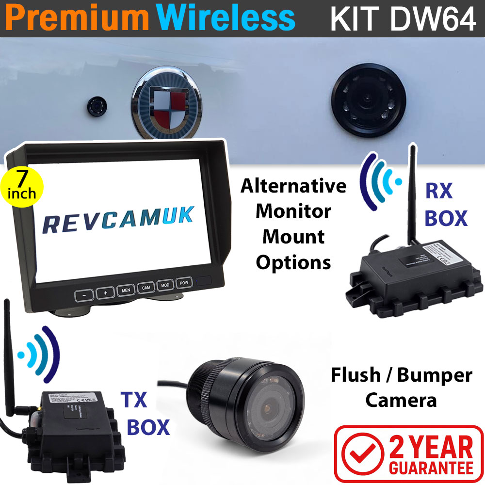 Sony (CCD or CMOS) Bullet/Flush/Bumper Wireless Parking Camera Kit with 7" monitor | DW64