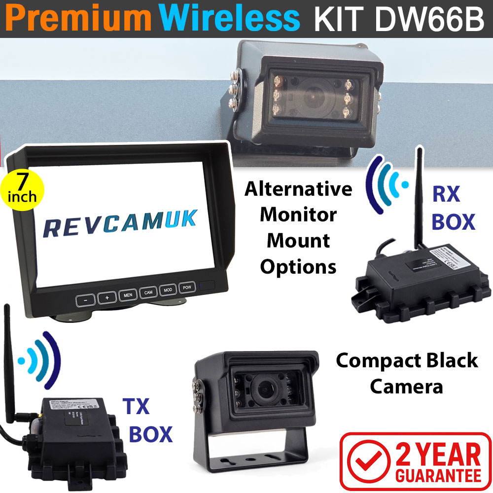 Sony CCD Compact Black Bracket Wireless Reversing Camera Kit with 7" monitor | DW66B