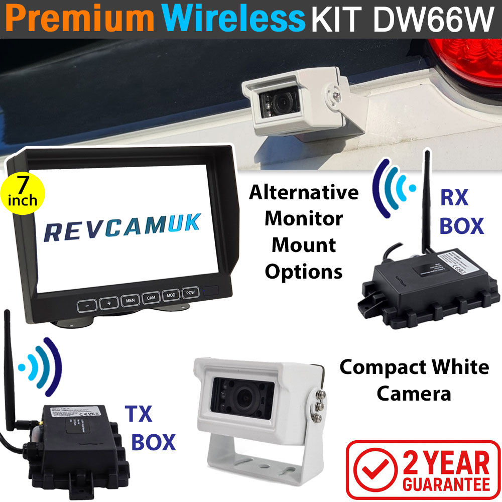 Sony CCD Compact White Bracket Wireless Reverse Camera Kit with 7" monitor | DW66W