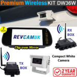 Sony CCD Compact White Bracket Wireless Reverse Camera Kit with 7" mirror monitor | DW36W