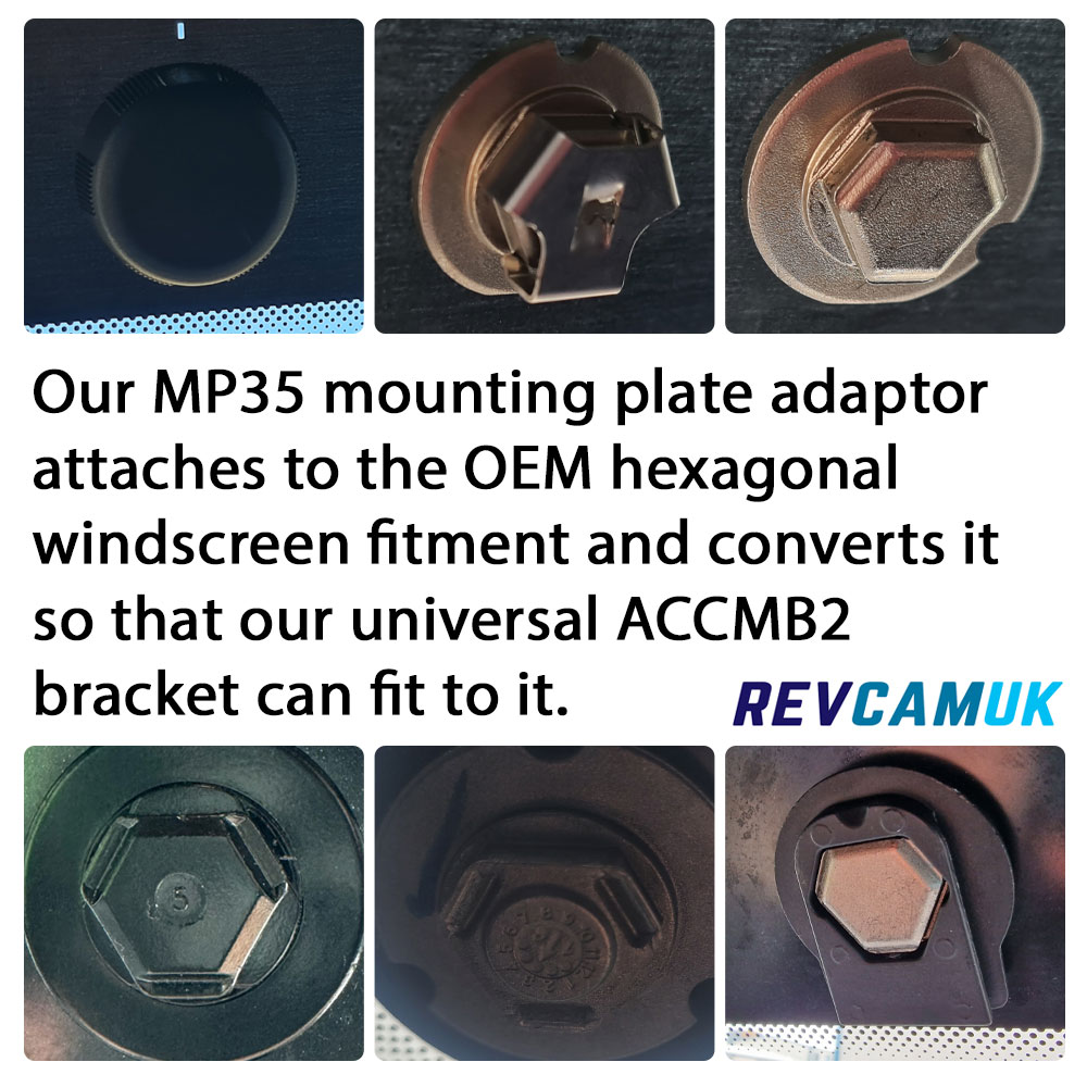 Fiat Ducato / Peugeot Boxer / Citroën Relay / Ford Transit / Vauxhall Vivaro / Movano Windscreen Bracket Mount for Mirror Monitor | ACCMB2+MP35