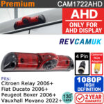 Fiat Ducato / Citroen Relay / Peugeot Boxer / Vauxhall Movano Slimline Brake Light Reversing Camera - 1080P AHD - For AHD Displays