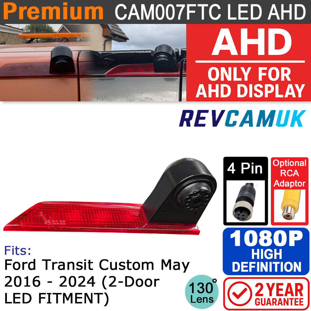 Ford Transit Custom Brake Light Reversing Camera - 1080P AHD LED Type - For AHD Displays