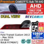 Ford Transit Custom Dual-View Brake Light Reversing & Rear-View Camera - 1080P AHD Bulb Type - For AHD Displays