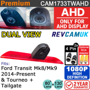 Ford Transit Dual-View Brake Light Reversing & Rear-View Camera - 1080P AHD - For AHD Displays