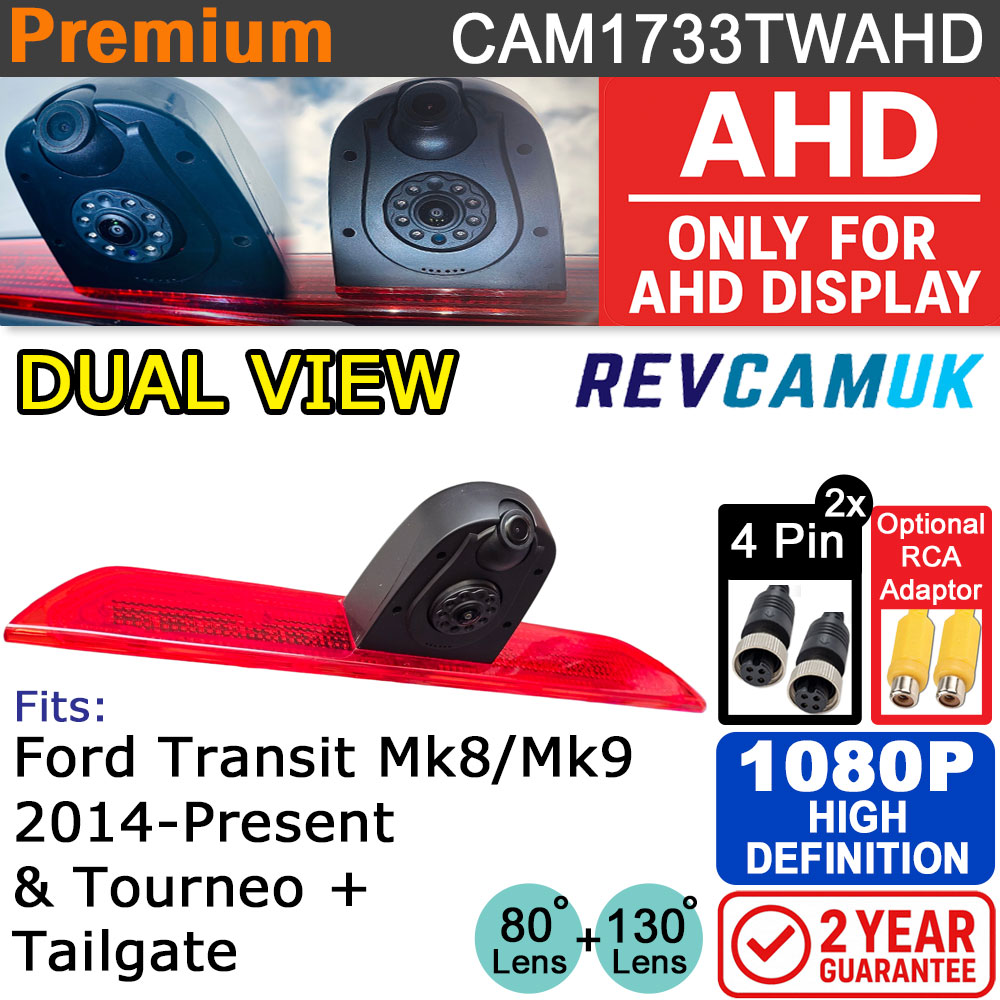 Ford Transit Dual-View Brake Light Reversing & Rear-View Camera - 1080P AHD - For AHD Displays