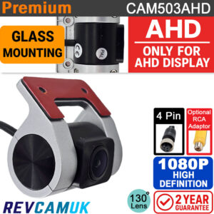 Glass-Mounted Front or Rear Vehicle Camera - 1080P AHD - For AHD Displays