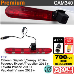 Peugeot Expert / Traveller, Vauxhall Vivaro, Toyota Proace 2016-present Brake Light Reversing Camera | CAM340