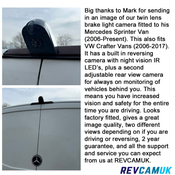 Mercedes Sprinter / VW Crafter Twin Lens Brake Light Reversing + Rear View Camera | CAM906TW