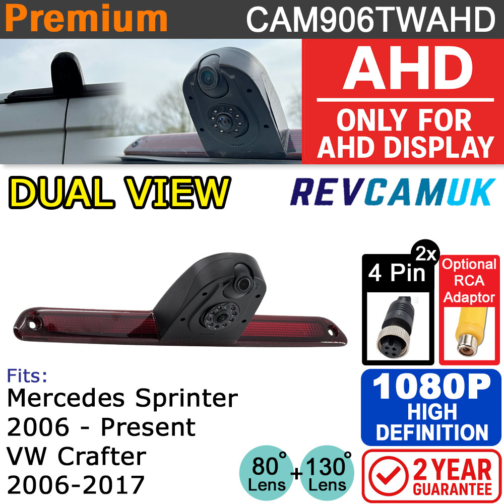 Mercedes Sprinter / VW Crafter Dual-View Brake Light Reversing & Rear-View Camera - 1080P AHD - For AHD Displays