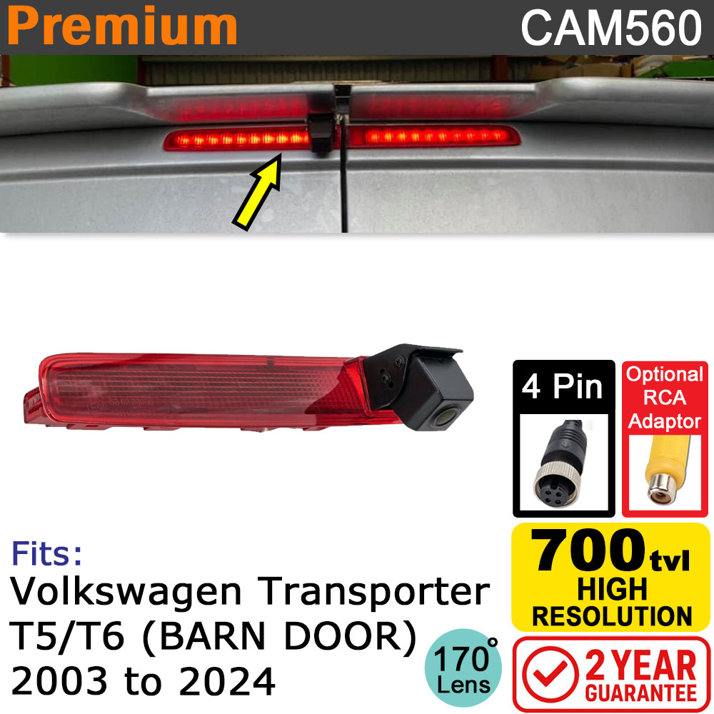 VW Transporter T5/T6 2003-2024 Brake Light Reversing Camera | CAM560