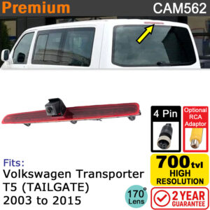 VW Transporter T5 Tailgate 2003-2015 Brake Light Reversing Camera | CAM562