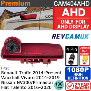 Vauxhall Vivaro / Renault Trafic Brake Light Reversing Camera - 1080P AHD - For AHD Displays
