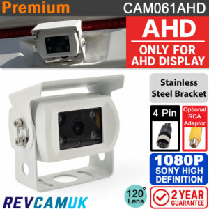 White Motorhome Sony 1080P AHD Bracket Reversing Camera - For AHD Displays