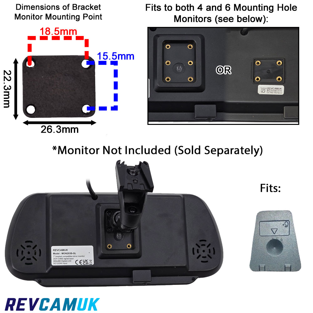 Fiat Ducato, Peugeot Boxer, Citroen Relay, Iveco Daily Swan Neck Mirror Monitor Bracket Mount | ACCMB7
