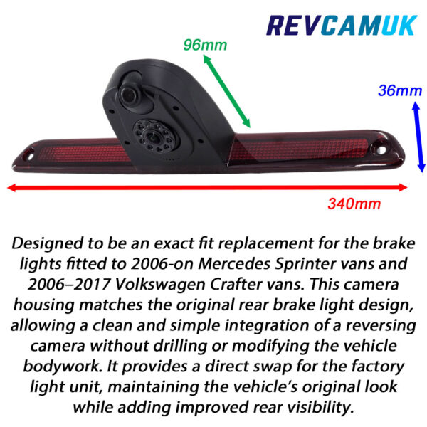 Mercedes Sprinter / VW Crafter Twin Lens Brake Light Reversing + Rear View Camera | CAM906TW