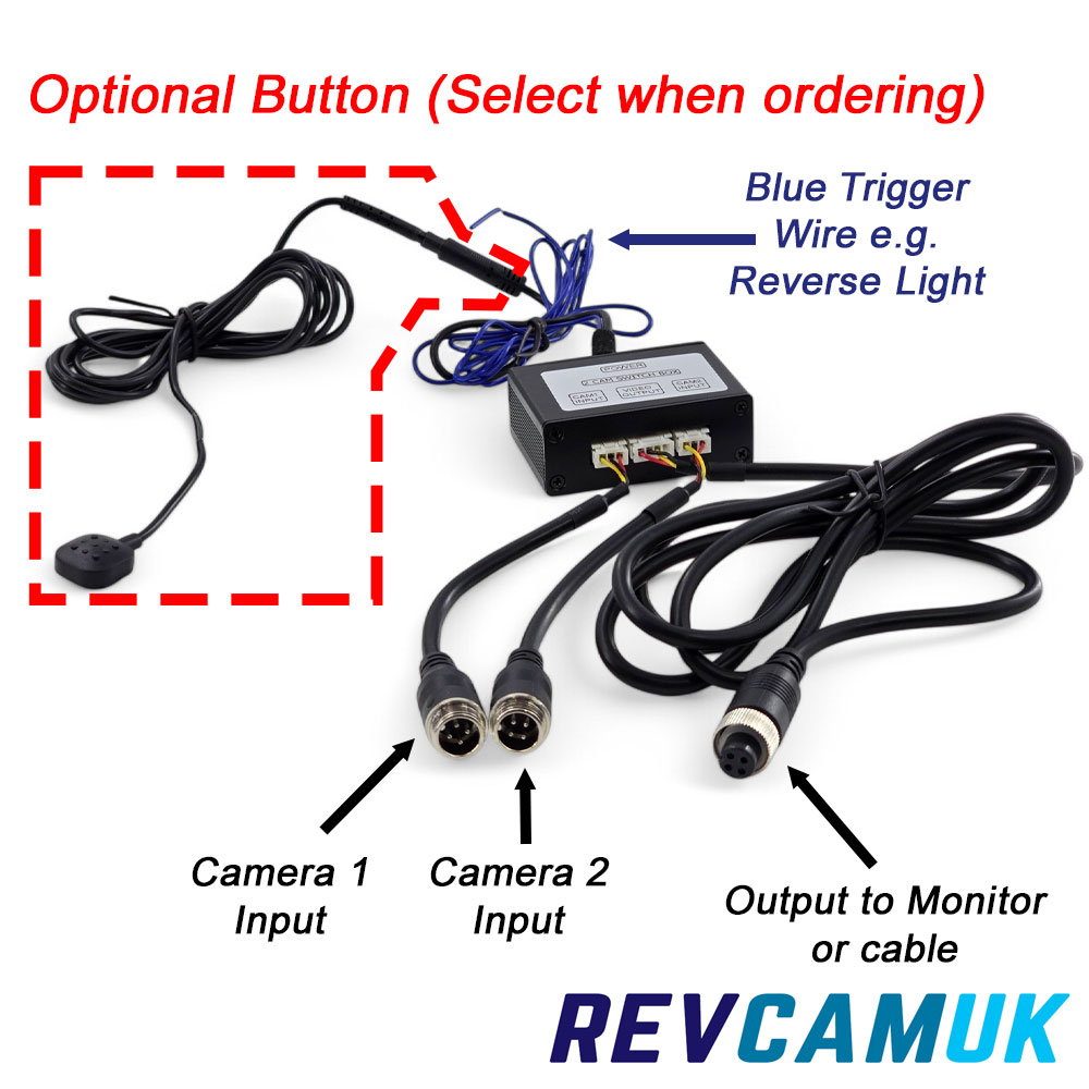 ACC099 - Switching box allows two reversing cameras to use one channel/cable
