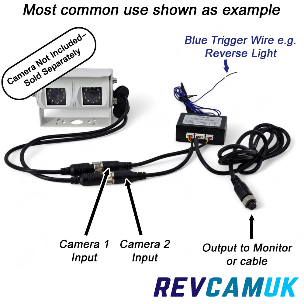 ACC099 - Switching box allows two reversing cameras to use one channel/cable
