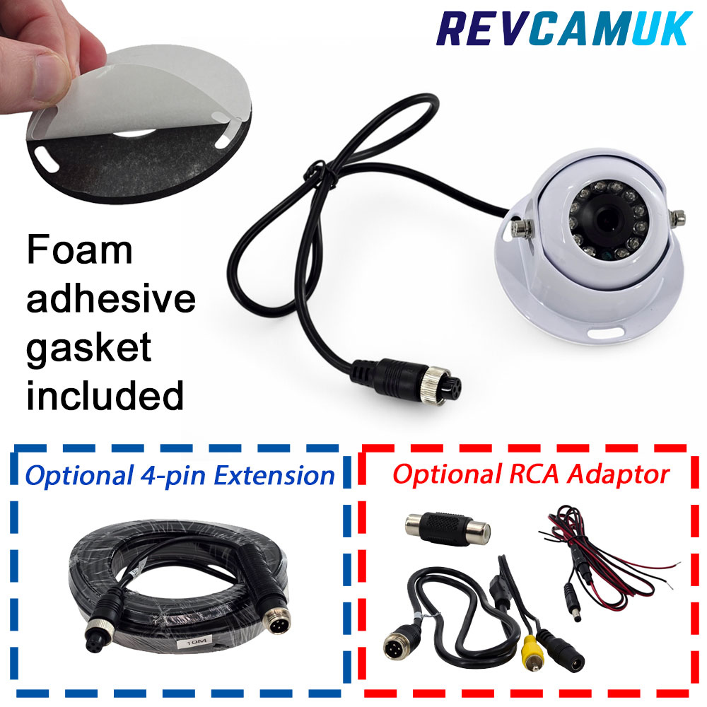 White Dome Reversing Camera - Sony CCD 700TVL - 4-Pin