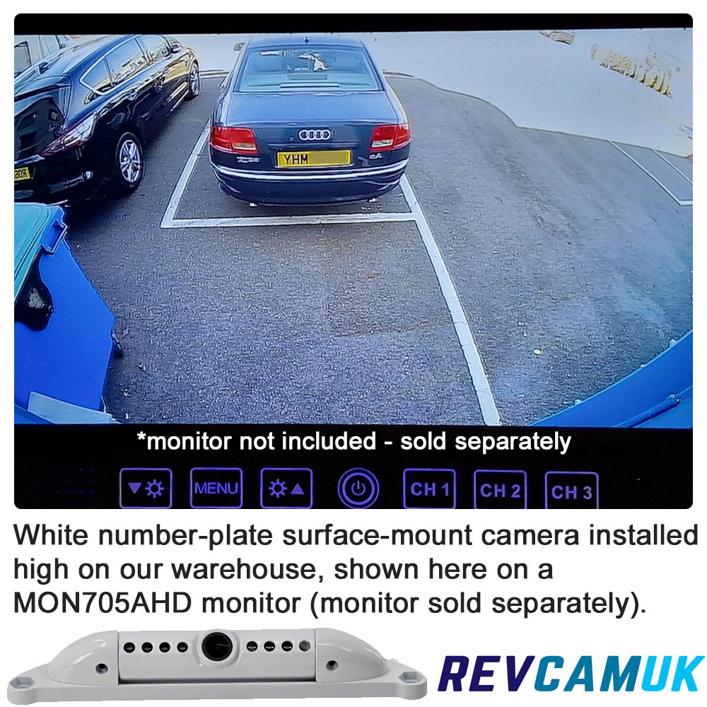 White Number Plate / Surface 1080P AHD Reversing Camera - For AHD Displays