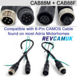 Compatible Reverse Camera Adaptor Set for Adria Motorhomes (Camos 6-Pin to 4-Pin Aviation) | CAB88M + CAB88F