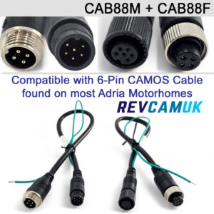 Compatible Reverse Camera Adaptor Set for Adria Motorhomes (Camos 6-Pin to 4-Pin Aviation) | CAB88M + CAB88F