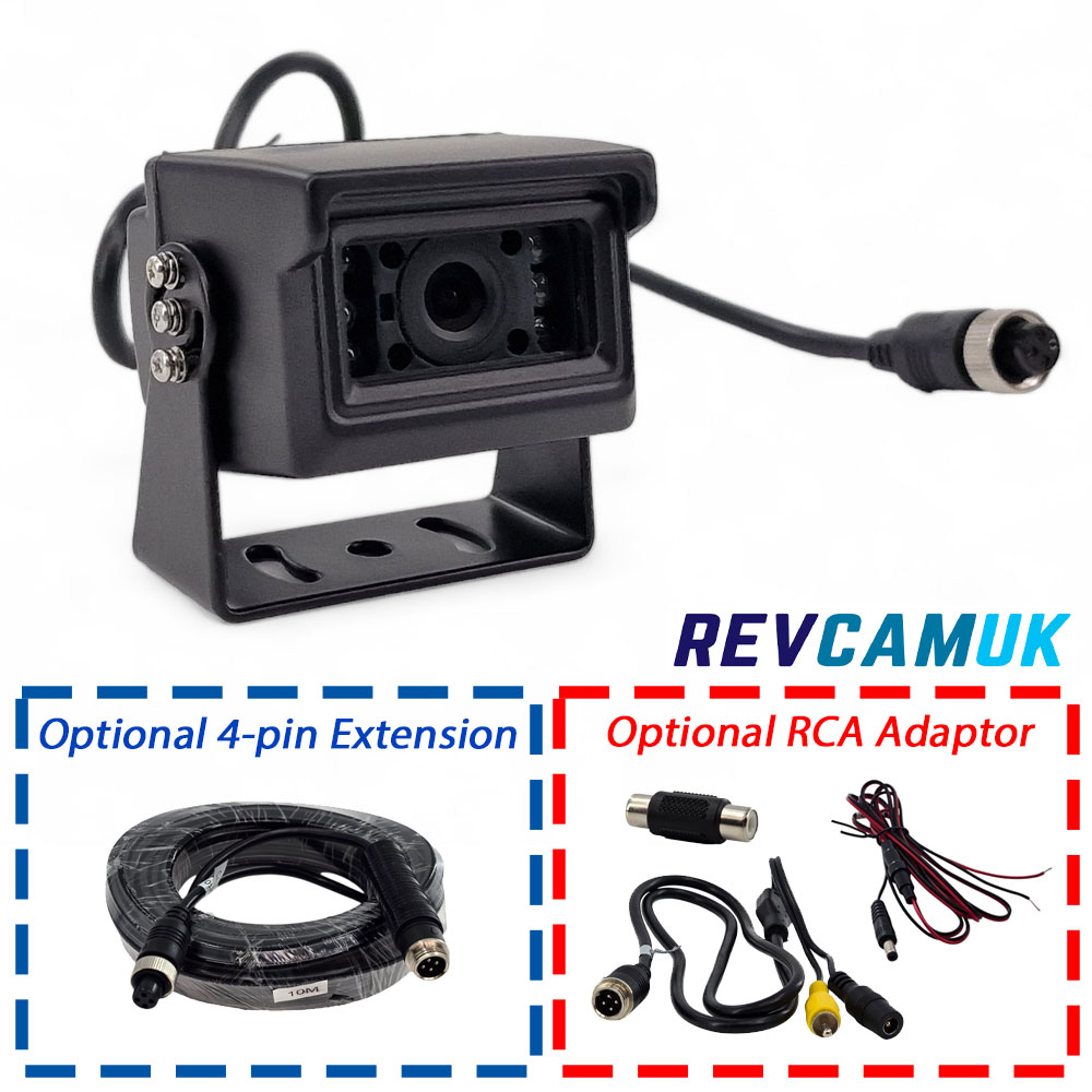 Compact Black Reversing Camera - Sony CCD 700TVL - Stainless Steel Bracket - 4-Pin