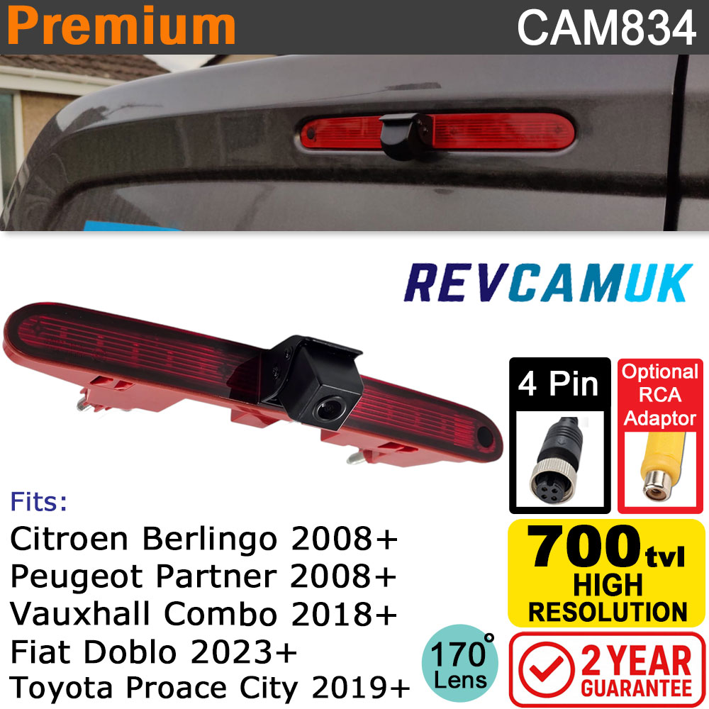 Citroen Berlingo, Peugeot Partner, Fiat Doblo, Vauxhall Combo & Toyota Pro Ace City Brake Light Reversing camera | CAM834