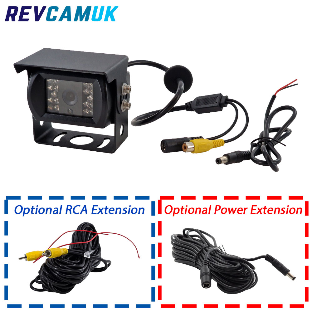 Black Reverse Camera - Sony CCD - Stainless Steel Bracket - RCA (Phono)
